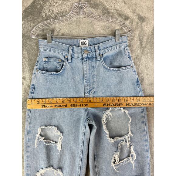Urban Outiftters BDG High Rise Baggy Jeans 27 Light Wash Thrashed Distressed - Picture 12 of 16